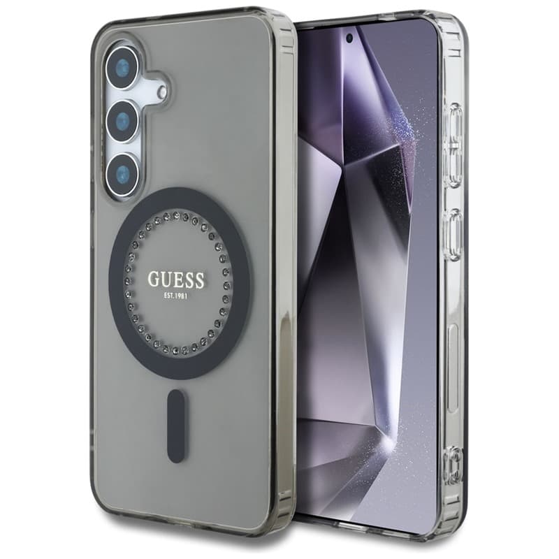 Guess Rhinestones Printed Classic Logo MagSafe - Case for Samsung Galaxy S25 (black) 1