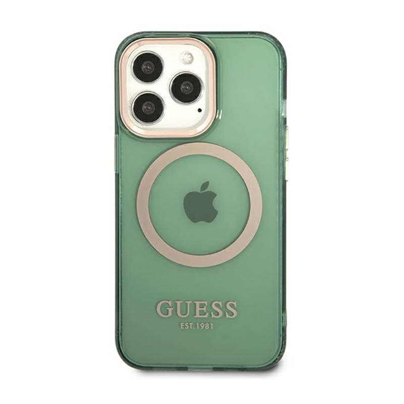 Guess Gold Outline Translucent MagSafe - Case for iPhone 13 Pro (Green) 3
