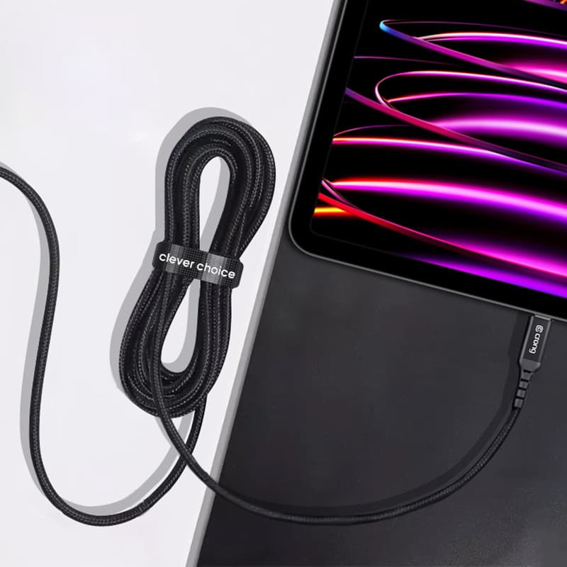 Crong Armor Link - 100W PD 5A USB-C to USB-C Cable 200cm (Black) 7