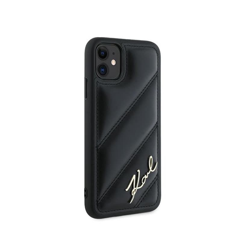 Karl Lagerfeld Diagonal Quilted Script - Case for iPhone 11 (Black) 4