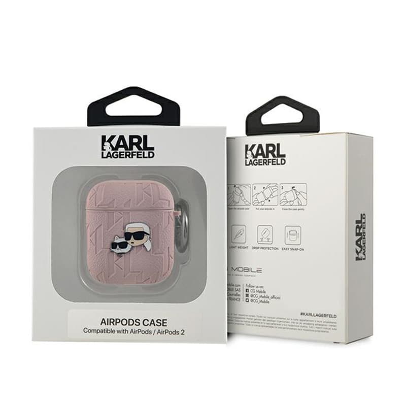 Karl Lagerfeld Monogram Karl & Choupette Head - AirPods 1/2 gen case (pink) 3