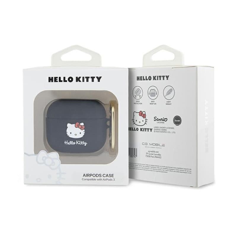Hello Kitty Silicone 3D Kitty Head - Case for AirPods 3 (black) 3