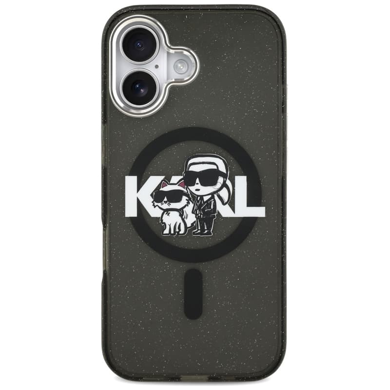 Karl Lagerfeld IML Glitter Karl & Choupette Sketch Logo MagSafe - Case iPhone 17 (Black) 3