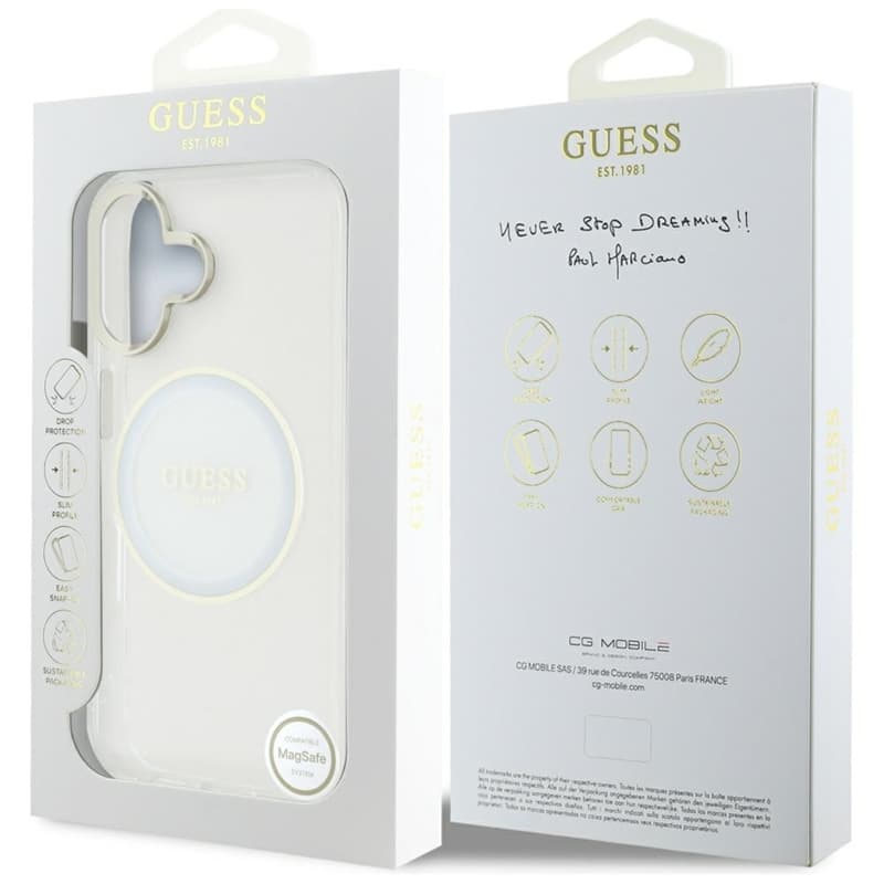 Guess IML Metal Colored Circle Classic Logo MagSafe - Case for iPhone 16 (white) 8