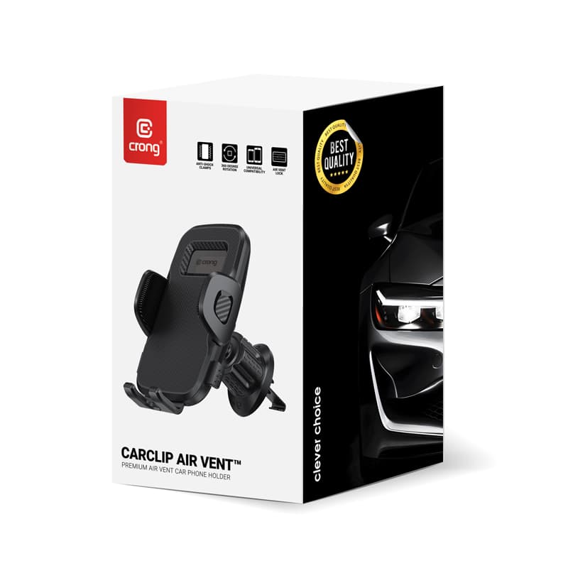 Crong Carclip Air Vent - Universal Car Air Vent Holder (Black) 3