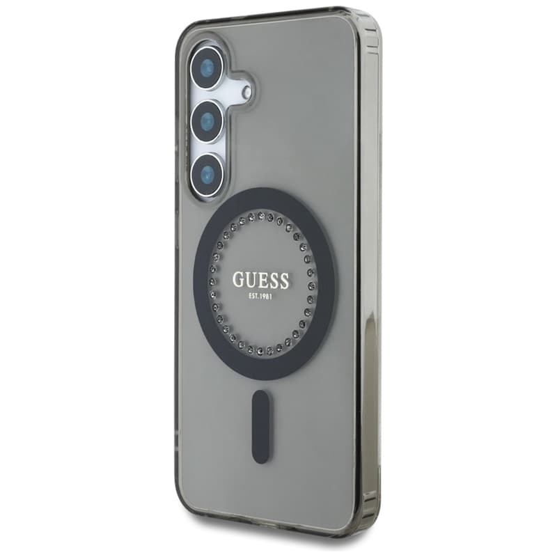 Guess Rhinestones Printed Classic Logo MagSafe - Case for Samsung Galaxy S25 (black) 2