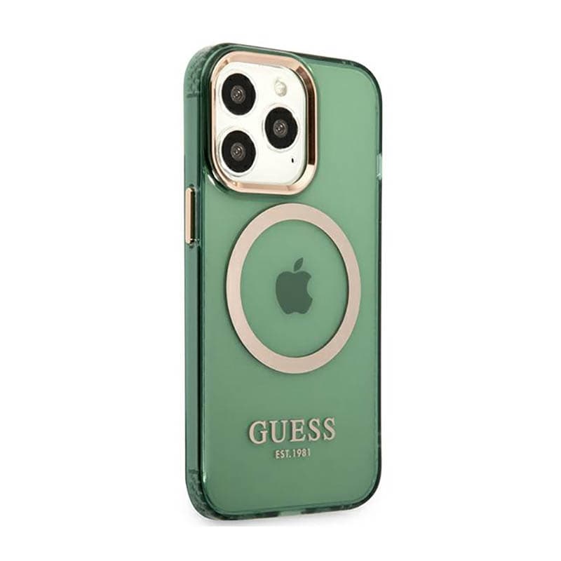 Guess Gold Outline Translucent MagSafe - Case for iPhone 13 Pro (Green) 4