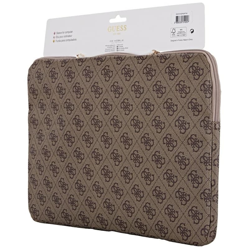 Guess 4G Zipper Pocket Triangle Logo Sleeve - Laptop Sleeve 14" (brown) 5