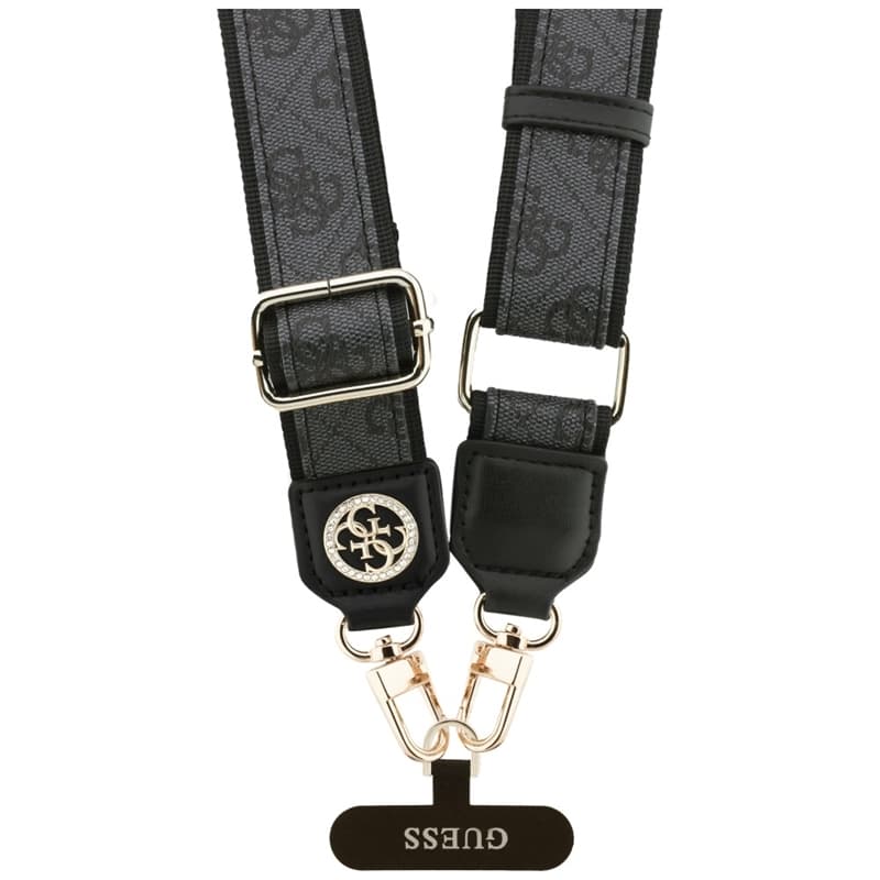 Guess Universal Crossbody Strap 4G Tether Patch Strass Metal Logo - Universal Phone Strap / Lanyard (Black) 3
