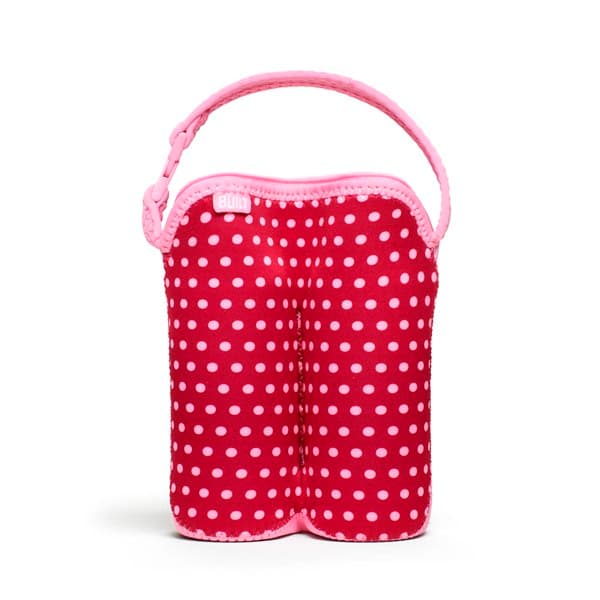 BUILT Bottle Buddy Two Bottle Tote with holder (Baby Pink Mini Dots) 1