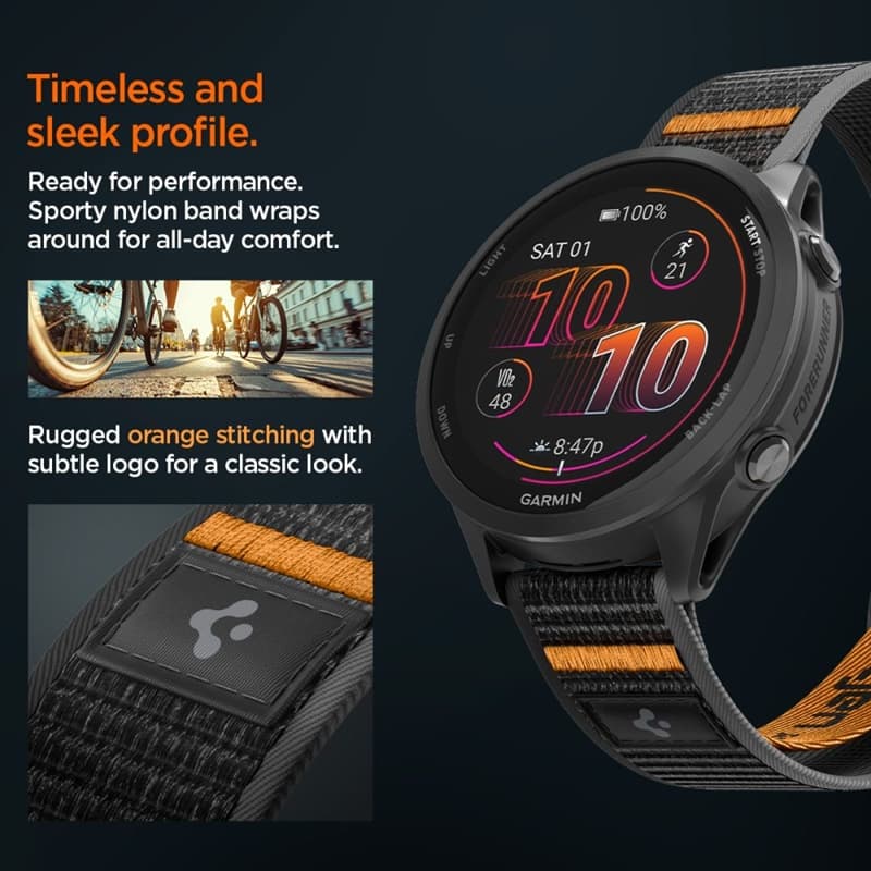 Spigen Athlex Air - Garmin QuickRelease Strap 22 mm (Active Black / Orange) 6