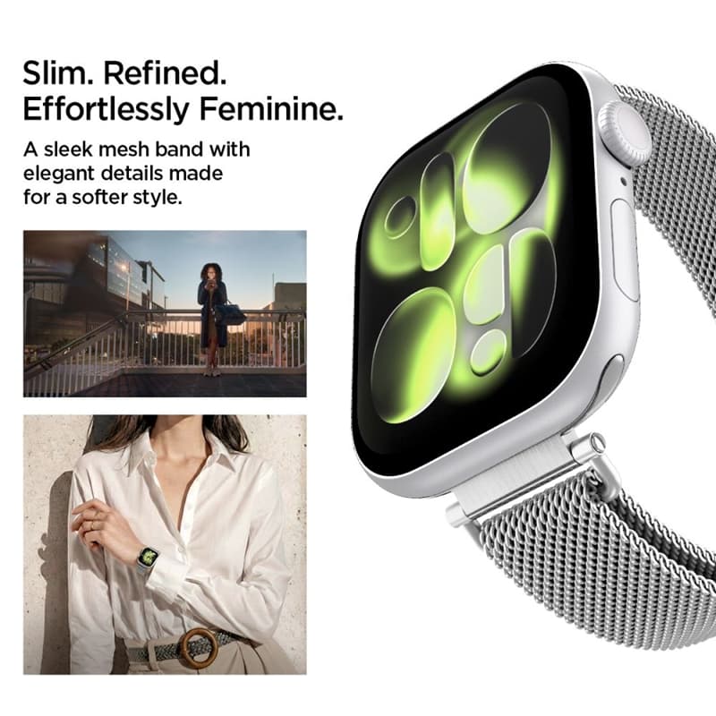 Spigen WBM4 - Stainless Steel Band for Apple Watch 40/41/42 mm (Silver) 6