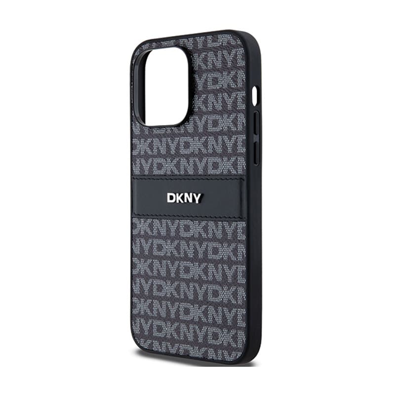 DKNY Leather Mono Stripe & Metal Logo - iPhone 14 Pro Case (black) 6