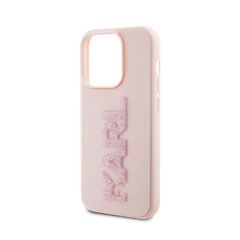 Karl Lagerfeld 3D Rubber Glitter Logo - Case for iPhone 15 Pro (pink) 6