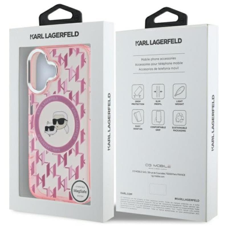 Karl Lagerfeld IML Monogram Karl & Choupette Head MagSafe - Case for iPhone 16 (pink) 8