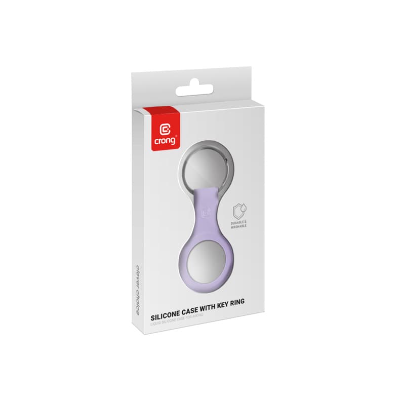 Crong Silicone Case with Key Ring – Protective keychain case for Apple AirTag 1/2 (purple) 6