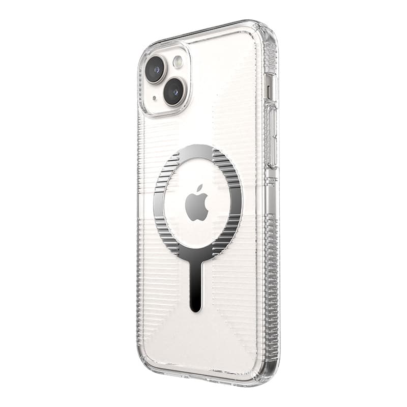 Speck Gemshell Grip + MagSafe - Case for iPhone 15 Plus / iPhone 14 Plus (Clear / Chrome Finish) 2