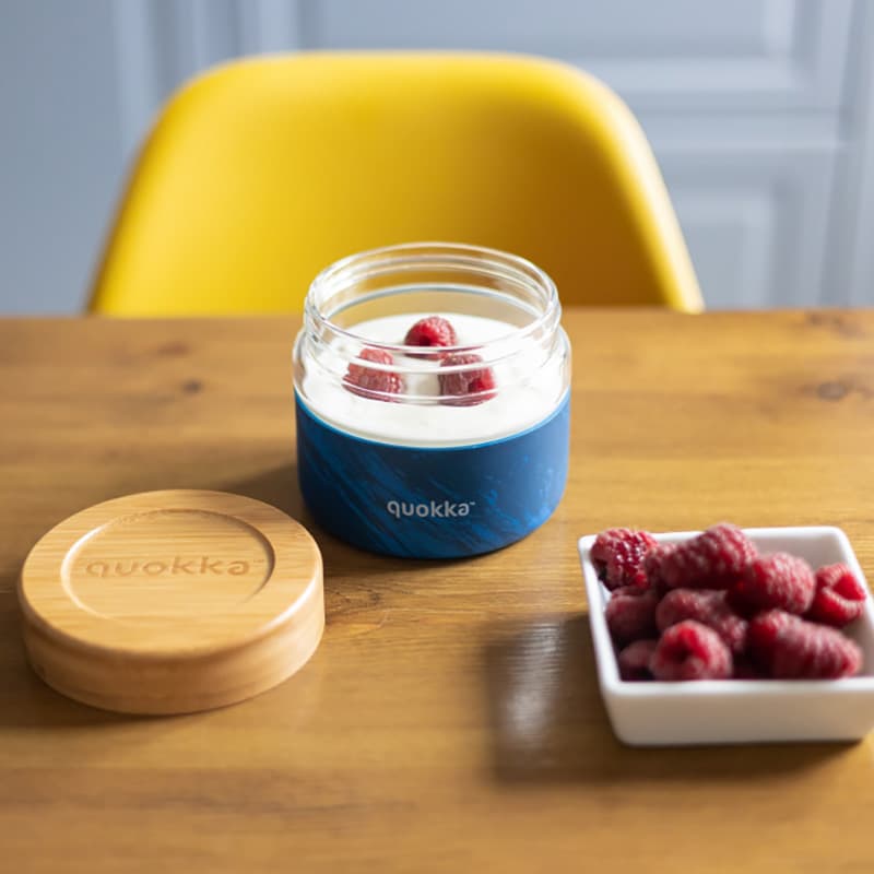Quokka Deli Food Jar - Glass Food Container / Lunchbox 500 ml (Wood Grain) 2