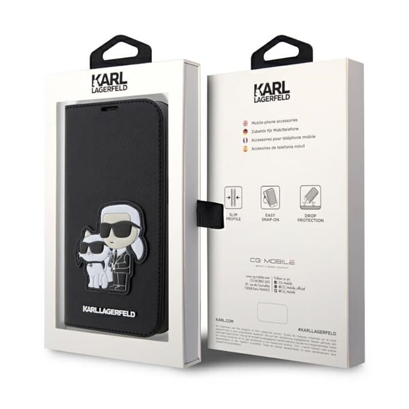 Karl Lagerfeld Booktype NFT Saffiano Karl & Choupette - Case for Phone 14 Pro (Black) 7