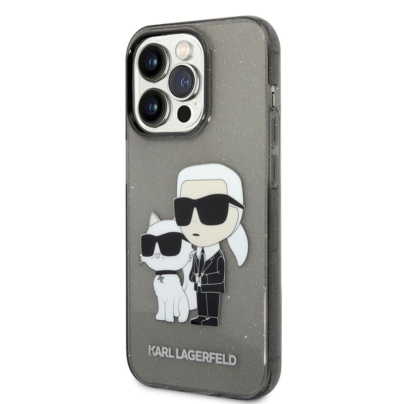 Karl Lagerfeld IML Glitter NFT Karl & Choupette - Case for iPhone 14 Pro (Black)
