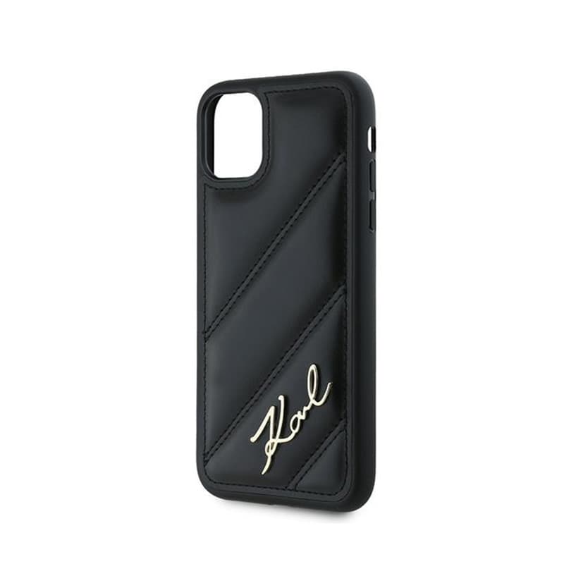 Karl Lagerfeld Diagonal Quilted Script - Case for iPhone 11 (Black) 6