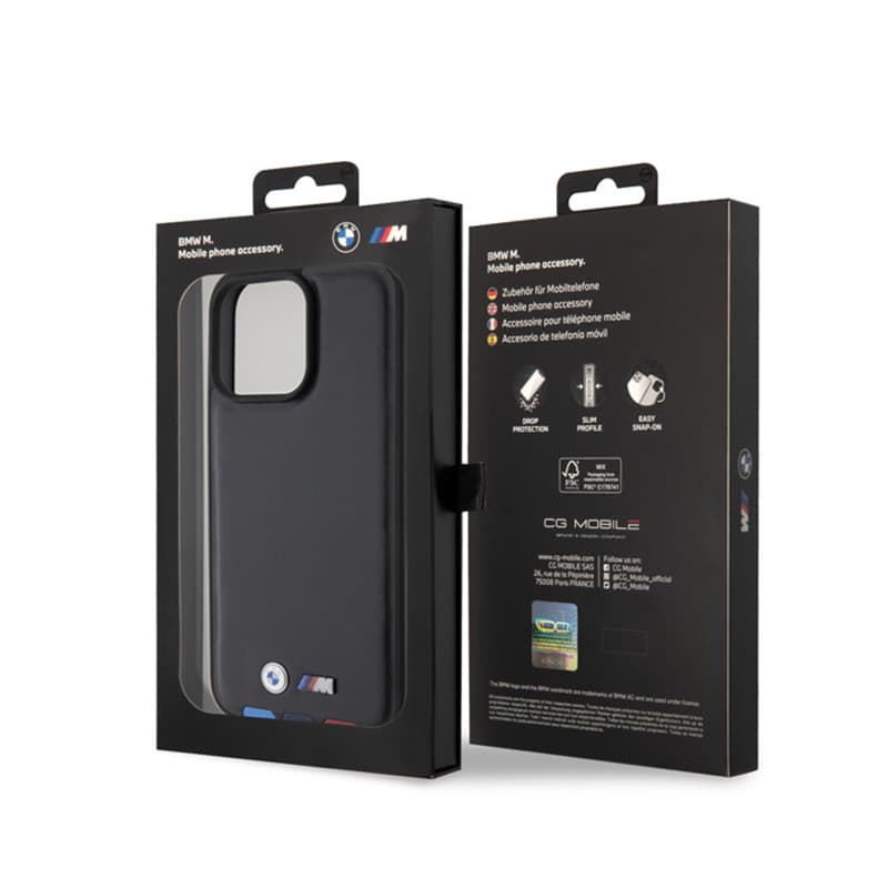 BMW Leather Hot Stamp Tricolor - Case for iPhone 15 Pro Max (black) 8