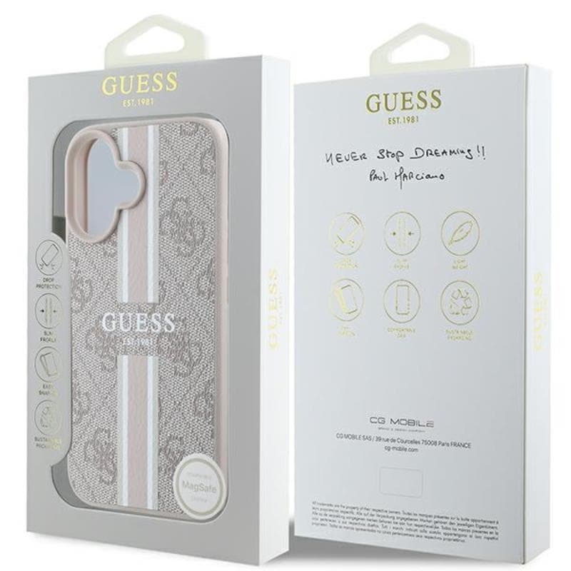 Guess 4G Printed Stripes MagSafe - Case iPhone 16 (pink) 8
