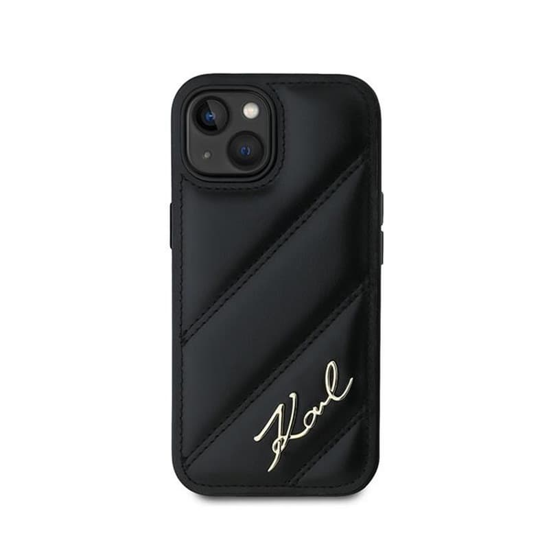 Karl Lagerfeld Diagonal Quilted Script - Case for iPhone 15 Plus / 14 Plus (Black) 3