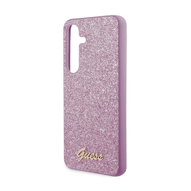 Guess Glitter Flakes Metal Logo Case - Case for Samsung Galaxy S24 (Purple) 6