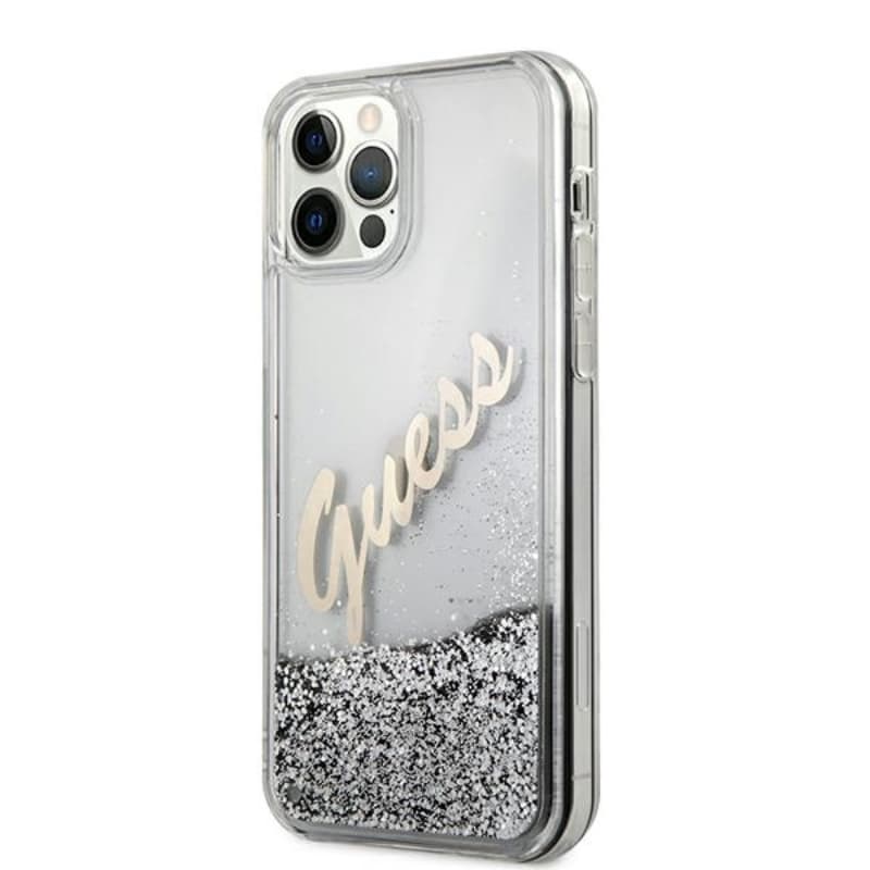 Guess Glitter Vintage Script - Case for iPhone 12 Pro Max (Silver) 2