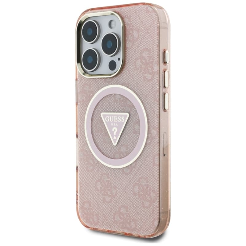 Guess IML Metal Glitter 4G Circle Triangle MagSafe - Case for iPhone 16 Pro (pink) 2