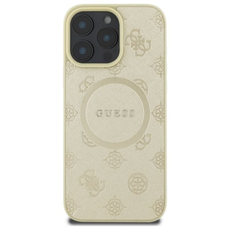 Guess Saffiano Peony Classic Logo MagSafe - Case for iPhone 16 Pro Max (gold) 3