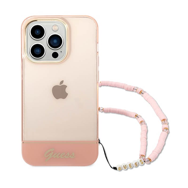 Guess Translucent Pearl Strap - Case for iPhone 14 Pro (Pink) 2