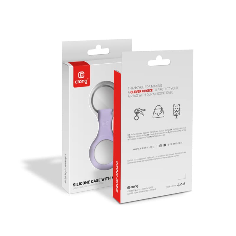 Crong Silicone Case with Key Ring – Protective keychain case for Apple AirTag 1/2 (purple) 7
