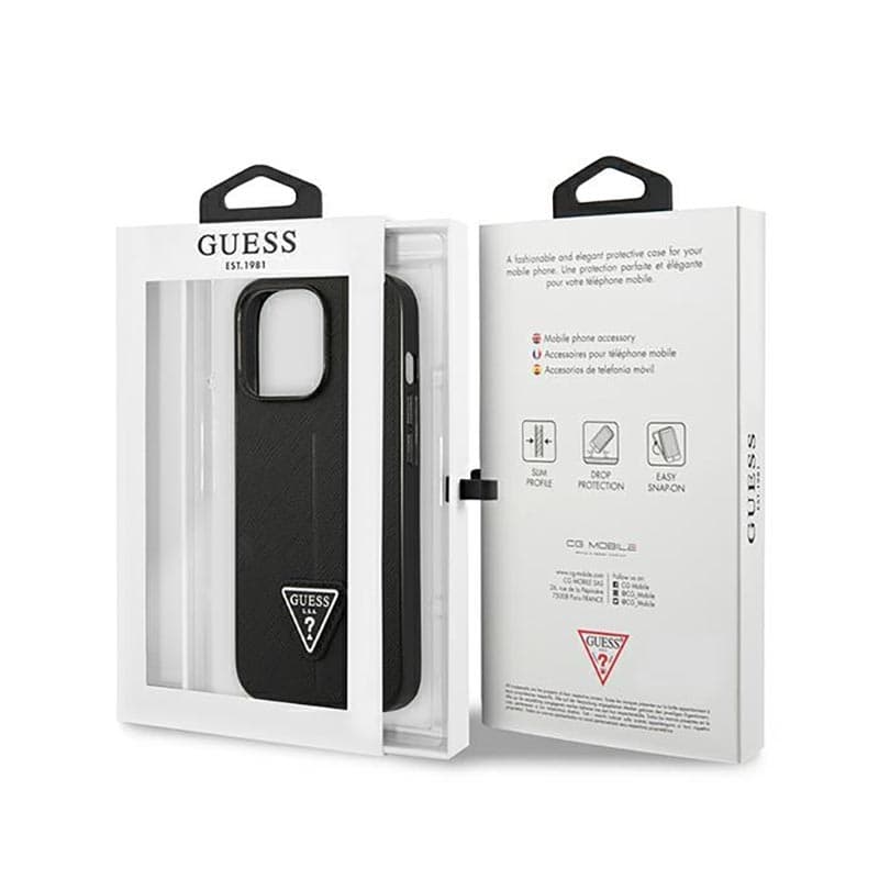 Guess Saffiano Triangle Logo Case - Case for iPhone 14 Pro (Black) 8
