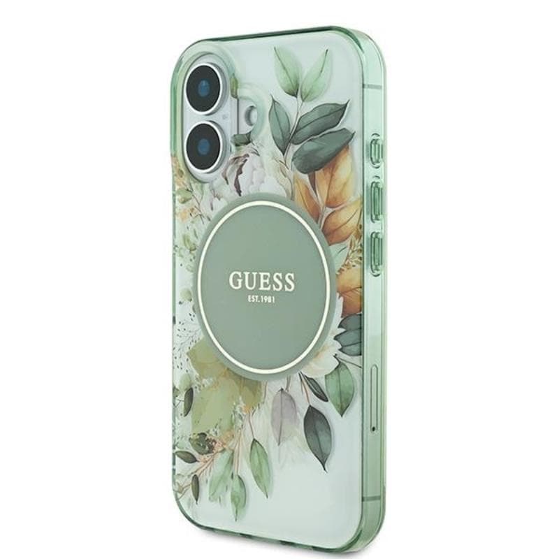 Guess IML Flower & Tonal Circle MagSafe - Case for iPhone 16 Plus (Green) 2