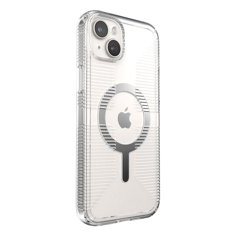 Speck Gemshell Grip + MagSafe - Case for iPhone 15 Plus / iPhone 14 Plus (Clear / Chrome Finish) 3