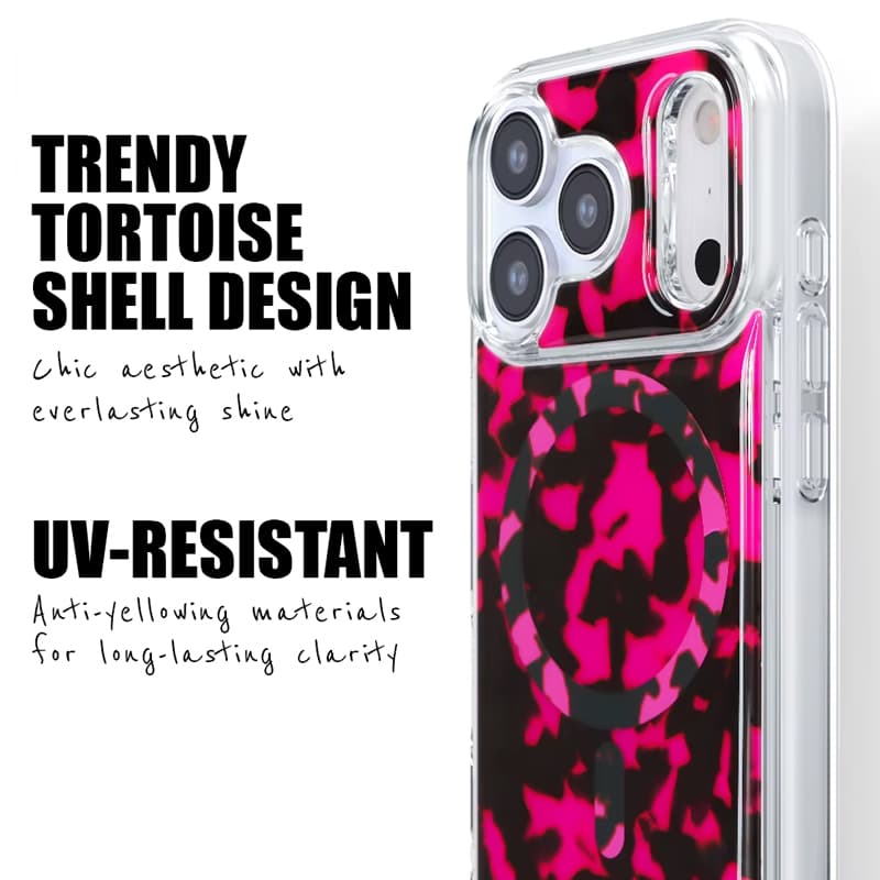 Crong Deluxe MAG Cover - iPhone 17 MagSafe Case (Pink Tortoise) 3