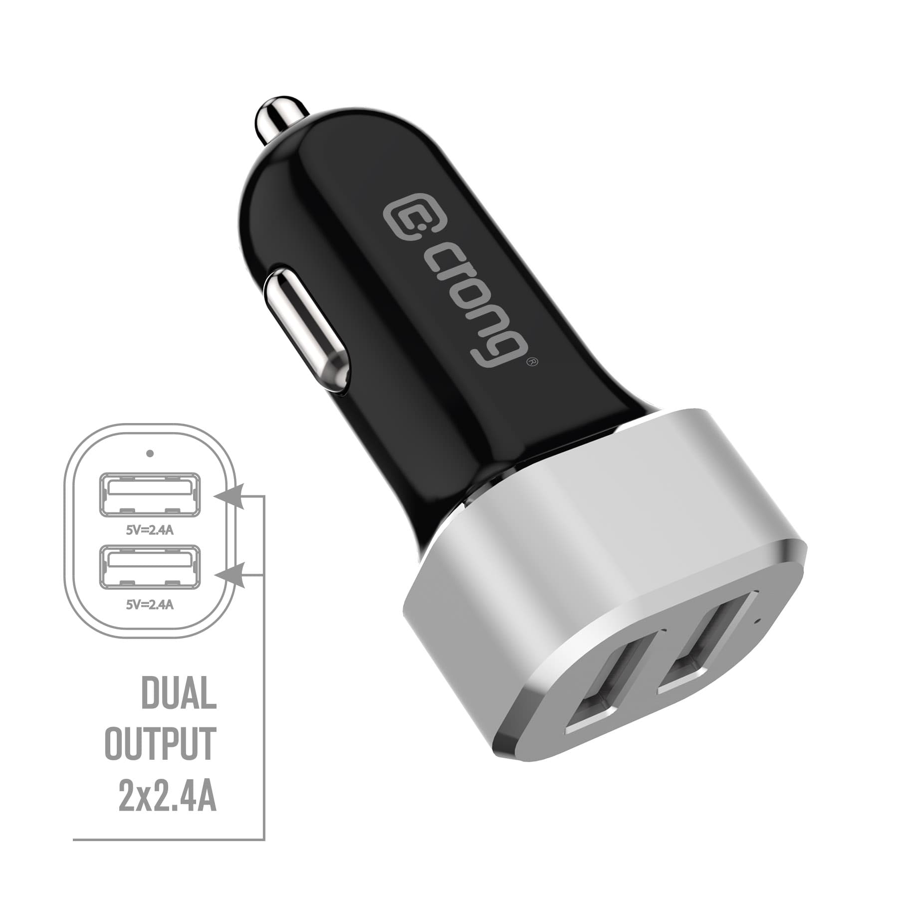 Crong Power Car Charger 24W - Car charger 2xUSB 2.4A (aluminum) 6