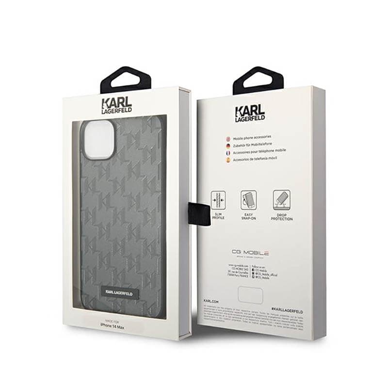 Karl Lagerfeld Saffiano Mono Metal Logo - Case for iPhone 14 (Gray) 8