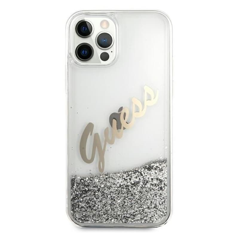 Guess Glitter Vintage Script - Case for iPhone 12 Pro Max (Silver) 3