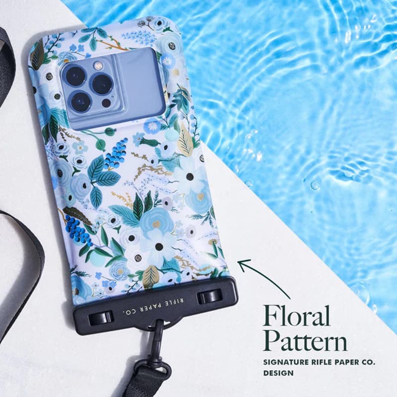 Rifle Paper Waterproof Floating Pouch - Waterproof case for smartphones up to 6.7" (Garden Party Blue) 2