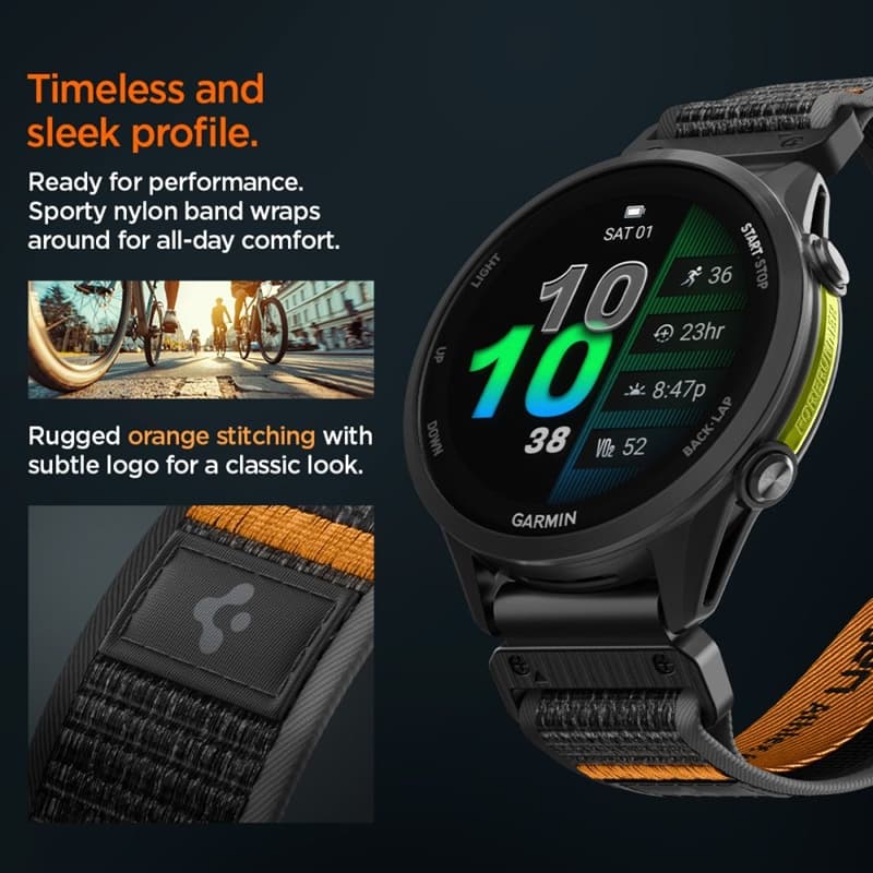 Spigen Athlex Air - Garmin QuickFit Strap 22 mm (Active Black / Orange) 8