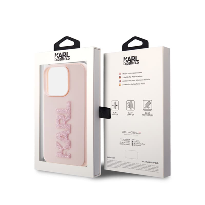 Karl Lagerfeld 3D Rubber Glitter Logo - Case for iPhone 15 Pro (pink) 8