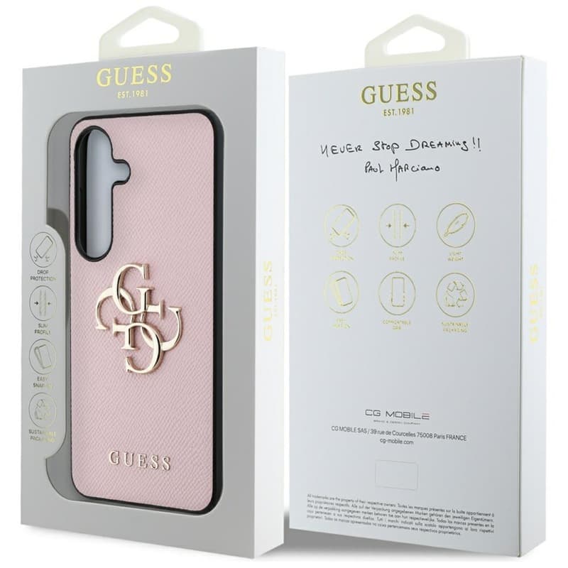 Guess Grained Big 4G Logo Small Classic Logo - Case for Samsung Galaxy S25 (pink) 8