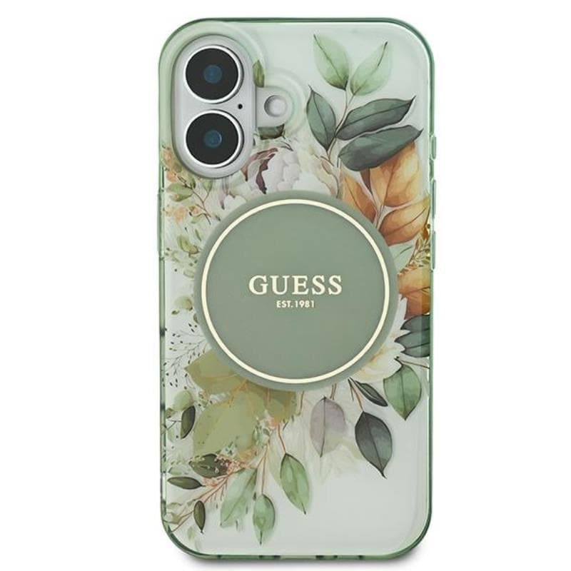 Guess IML Flower & Tonal Circle MagSafe - Case for iPhone 16 Plus (Green) 3