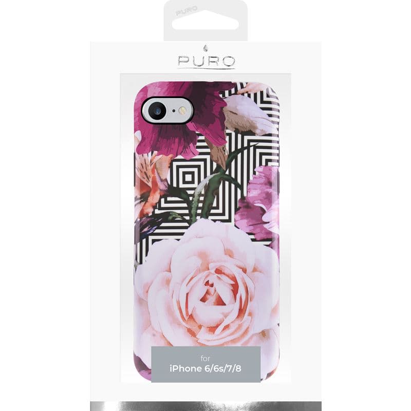 PURO Glam Geo Flowers - Case for iPhone SE (2022/2020) / 8/7 / 6s (Pink Peonies) 2