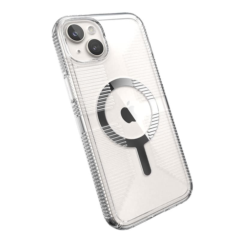 Speck Gemshell Grip + MagSafe - Case for iPhone 15 Plus / iPhone 14 Plus (Clear / Chrome Finish) 4