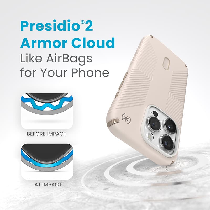 Speck Presidio2 Grip ClickLock & Magsafe - iPhone 15 Pro Case (Bleached Bone / Heirloom Gold / Hazel Brown) 2