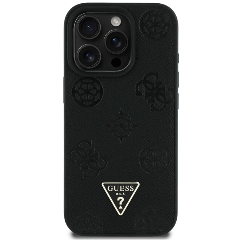 Guess Grained Hot Stamp Peony Triangle Logo MagSafe - Case for iPhone 16 Pro Max (black) 3